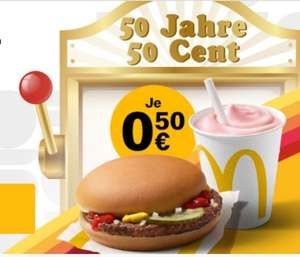McDonald's Jubiläum - z.B. Hamburger, Cheeseburger und Café Small für nur 0,50€