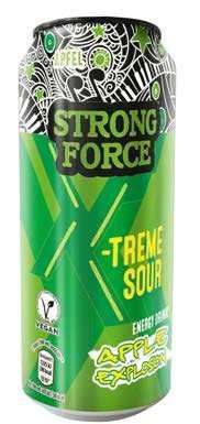 Aldi Süd :Energy Drink = 0,5l Dose Strong Force Xtreme Sour z.B. Raspberry Strike oder Apfel , Literpreis 58 Cent,