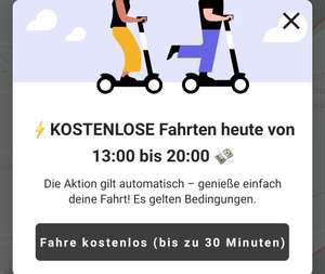 BIRD E-Scooter gratis fahren zwischen 13 und 20 Uhr (evtl Lokal?)