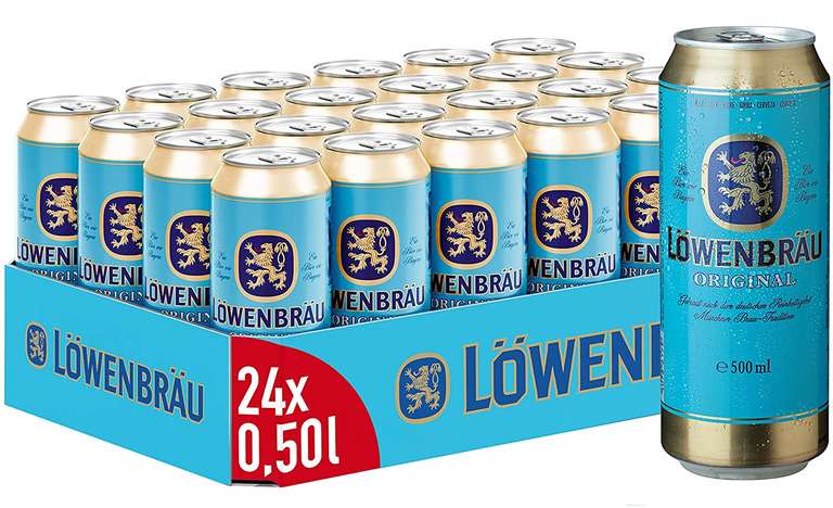 [Prime] Bier, Cider und Biermischgetränke Aktion, z.B. Löwenbräu Original Helles Dosenbier, EINWEG (24 x 0.5 l Dose) für 14,99€