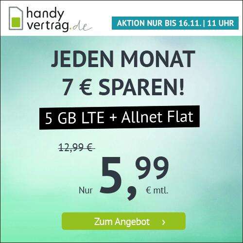 [Telefonica-Netz / SIM-Only] 5GB LTE Datenvolumen + Allnet-Flat für mtl. 5,99€ mit VoLTE & WLAN Call