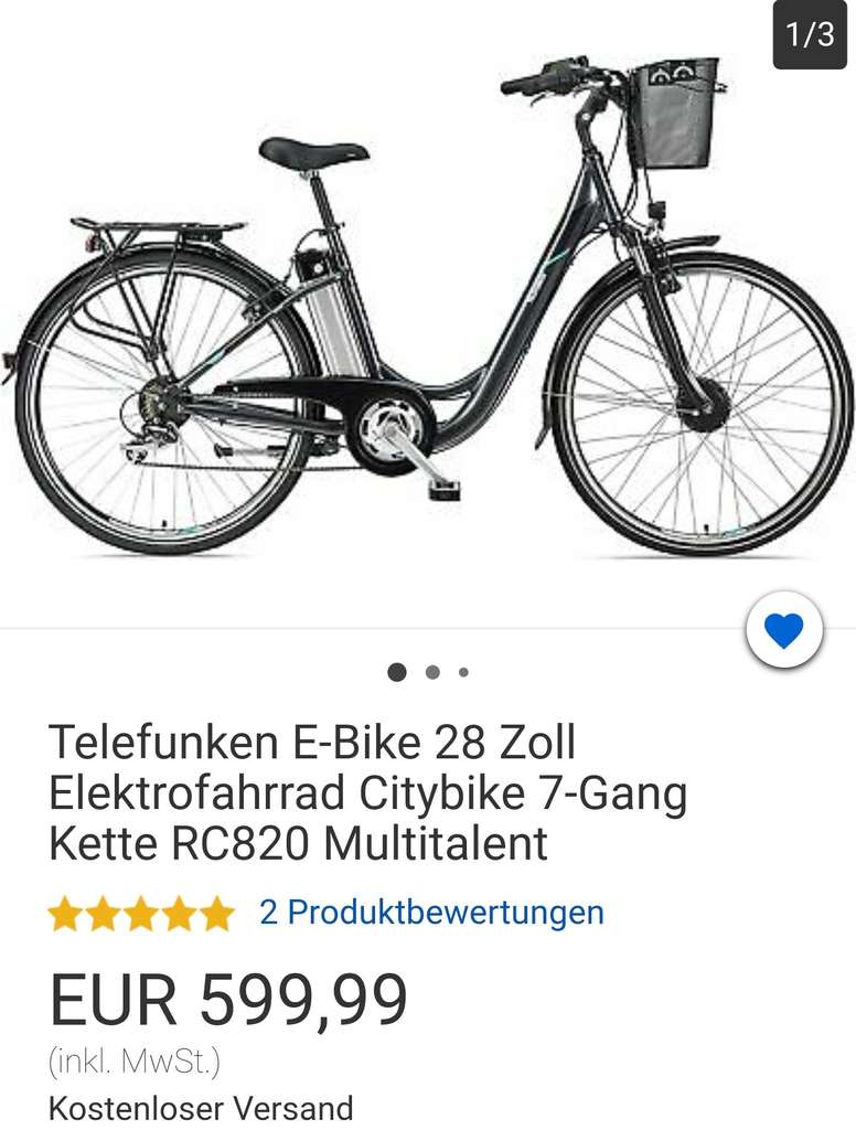 B-WARE Telefunken E-Bike 28 Zoll Elektrofahrrad Citybike 7-Gang Kette RC820 Multitalent