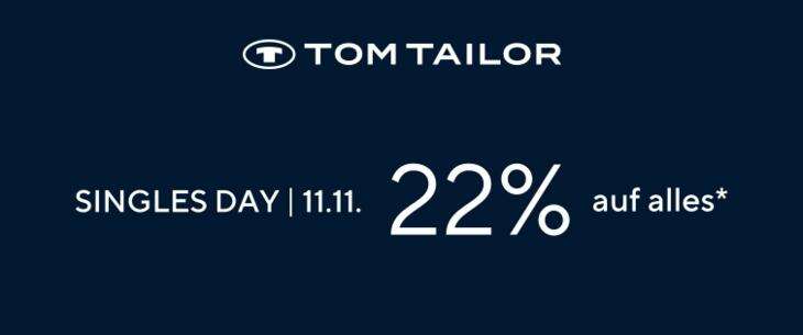 Tom Tailor & Shoop 22% Cashback + 22% Rabatt auf das gesamte Sortiment zum Singles Day