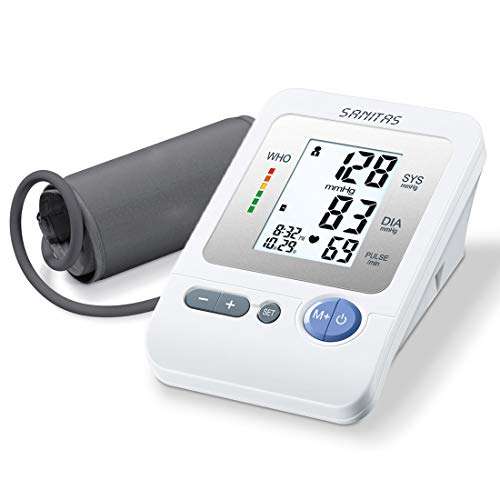 [Prime] Sanitas SBM 21 Oberarm-Blutdruckmessgerät, vollautomatische Blutdruck- und Pulsmessung am Oberarm mit Arrhythmie-Erkennung