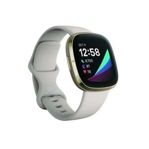 [Expert] Fitbit Sense Lunar White Soft Gold Smartwatch (GPS, Herzfrequenzmessung, Hauttemperatursensor, bis zu 6 Tage Akkulaufzeit)