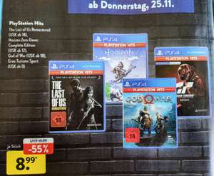 [Aldi Nord / Süd] Playstation Hits ab 25.11. für je 8,99€ - God Of War, Horizon Zero Dawn, The Last Of Us Remastered, Gran Turismo Sport