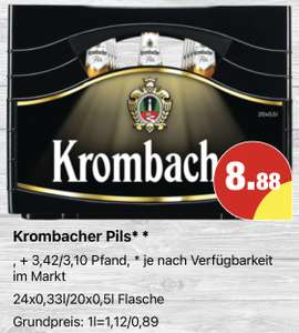Lokal - Krombacher Pils 24x0,33l & 20x0,5l NP Discount EDEKA