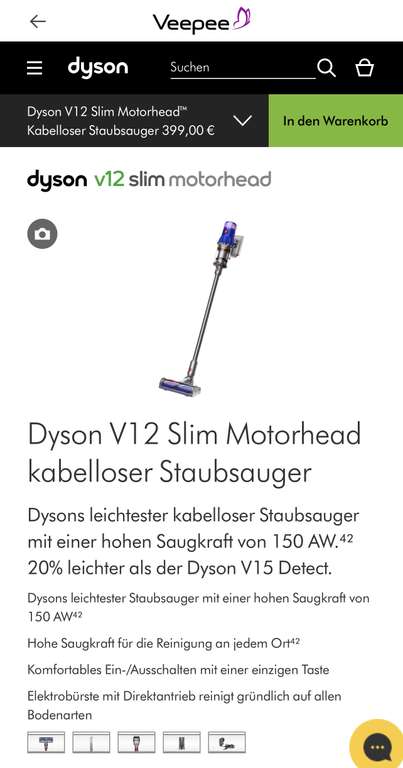 Dyson V12 Slim Motorhead Kabelloser Staubsauger 399€ Tagesdeal