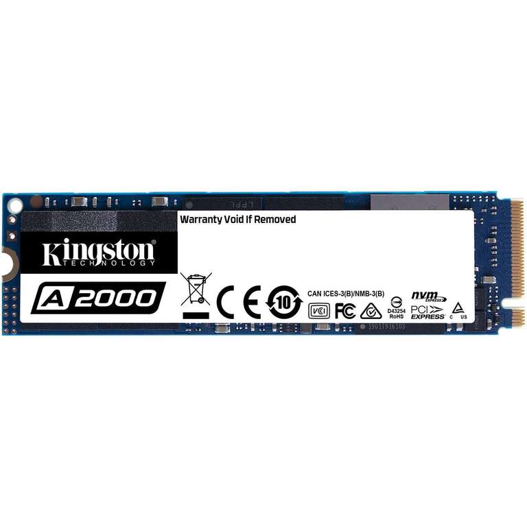 Kingston A2000 SSD 1TB M.2, PCIe 3.0, TLC, R2200, W2000, 1GB Cache, 600TBW für 75€ inkl. Versandkosten