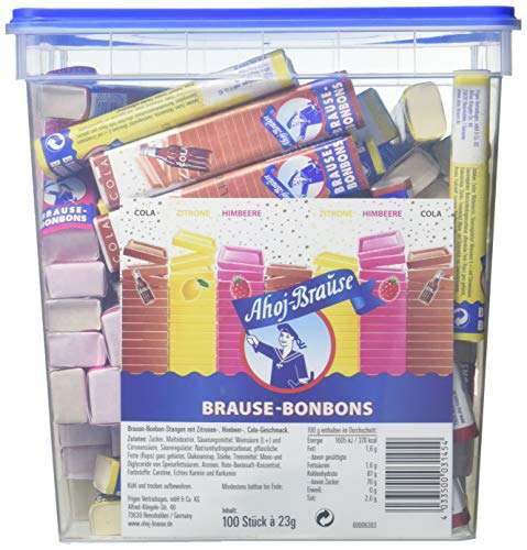 ( Amazon Prime ABO ) Ahoj-Brause Brause-Bonbon-Stangen – Brause-Bonbons verpackt als Stange – 2.3 kg Eimer mit 100 Stangen ( Stk. 14Cent )
