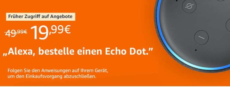 [Amazon] Echo Dot (3. Gen) für 19,99 bei Bestellung über Alexa (App oder Device) - auch weitere Echo Modelle und Fire TV Sticks im Angebot
