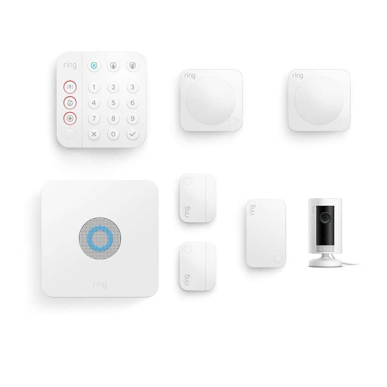 Ring Alarm u.a. 7-teiliges Kit, erhältlich bei Amazon und Ring mit Indoor Cam, Smart Home Sicherheitssystem, Alexa kompatibel | Black Friday