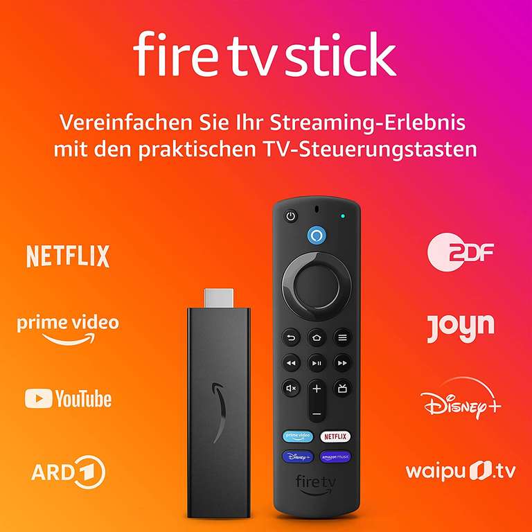 Amazon Fire TV Stick mit Alexa-Sprachfernbedienung (mit TV-Steuerungstasten) 2021 [Netto]