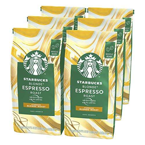 [Prime Sparabo] STARBUCKS Blonde Espresso Roast Ganze Kaffeebohnen, Milde Röstung (6 x 200g, 9,39€/kg)