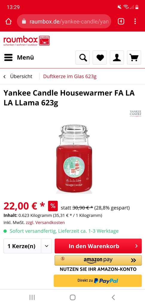 Yankee Candle Fa la la Lama 623g limitierte Edition 2020 Duftkerze inkl. Versand