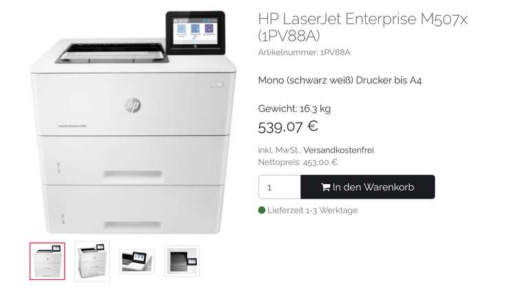 HP LaserJet Enterprise M507x (1PV88A) Laserdrucker Drucker Printer