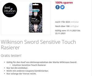 Wilkinson Sword Sensitive Touch Rasierer Gratis (GZG) Scondoo App