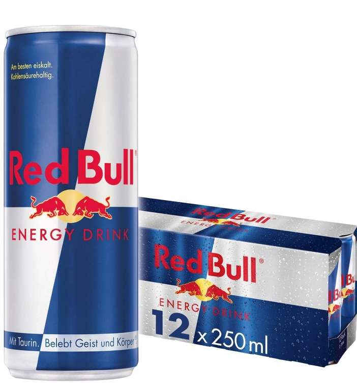 Red Bull Energy Drink Dosen Getränke 12er Palette, EINWEG (12 x 250 ml) Prime