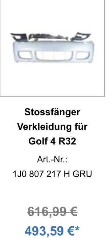 VW Classicparts Golf 4 R32 Stoßstange 20%