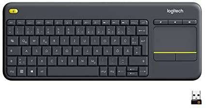 Logitech K400 Plus Wireless Tastatur mit TouchPad, 2,4GHz Unifying USB