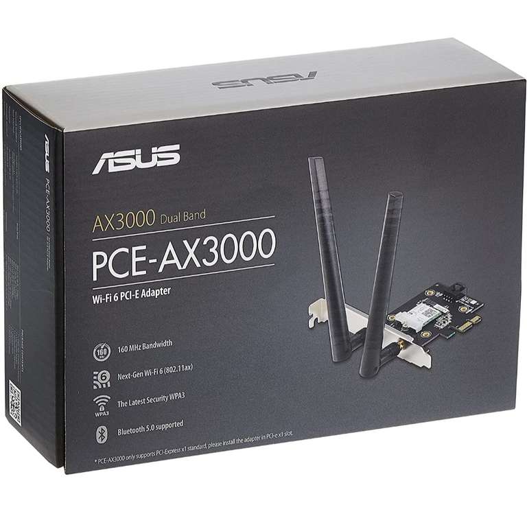 Asus PCE-AX3000 PCIe-Karte (Bluetooth 5.0 + Wi-Fi 6 AX3000 Dual-Band, 2x Antennen, DFS)