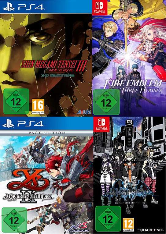[Amazon] YS IX: Monstrum Nox 35€, Shin Megami Tensei III Nocturne 18€ (PS4), Fire Emblem 35€, NEO The World Ends With You 34€ (Switch)