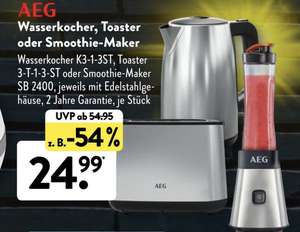 [Aldi Süd] (Black Friday) AEG SB2400 Standmixer Smoothiemaker oder Wasserkocher oder Toaster