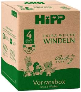 2+1 gratis auf HiPP Windeln @windeln.de, z.B. 3x Babysanft Windeln Vorratsbox Gr. 4 für 83,78€ (14 Cent pro Windel) mit NL weitere 5€ Rabatt