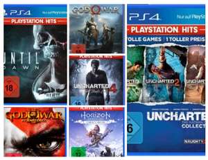 Diverse PS4 Spiele: God of War, The last of Us Remastered, Ratchet & Clank, Horizon Zero Down, Little Big Planet, Until Dawn...