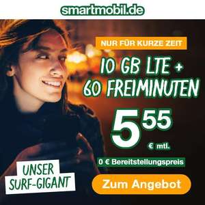 [smartmobil.de SIM-Only] Black Week - 10GB LTE (50MBit/s) + 60 Freimi. für 5,55€ + VoLTE & WLAN Call oder 18 GB LTE + 60 Freimin. für 9,99€