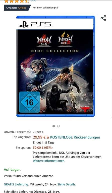[Amazon Prime] Nioh Collection PS5