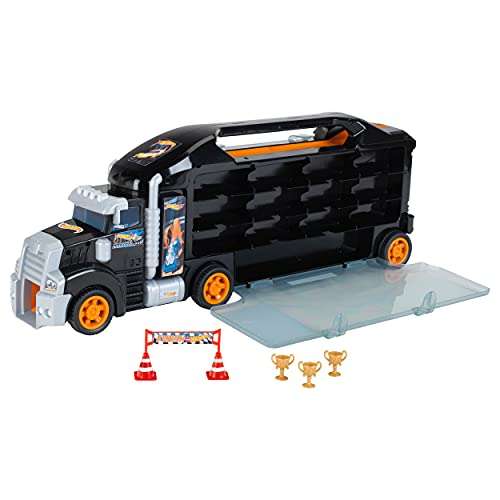 Theo Klein 2484 Hot Wheels Ultimate Carry Case Truck, Spielzeug-LKW mit Platz für bis zu 24 Autos und 2 LKWs (Prime)