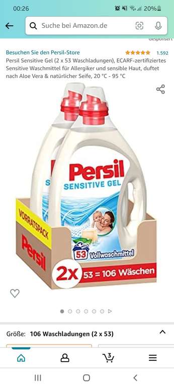 Persil Sensitive Gel (2 x 53 Waschladungen)