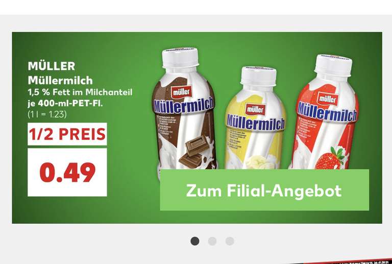 Müllermilch bei Kaufland 400ml zum 1/2 Preis