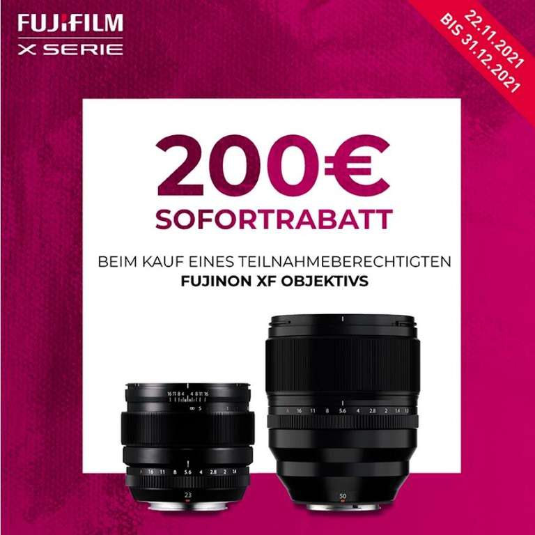 Fujifilm Sofortrabatt-Aktion: 200€ Rabatt auf XF 23mm F1.4 R & XF 50mm F1.0 R WR Objektiv