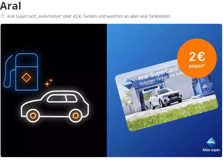 Groupon Aral SuperCard 42 Euro für 37 Euro durch 15fach Payback Coupon bis 26.11.21 evtl. personalisiert