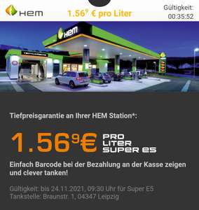 [Lokal Leipzig HEM Braunstraße oder Theklaer Str.] Super E5 für den Preis von Diesel