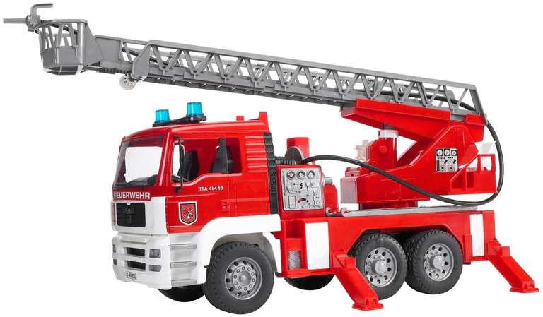 Bruder MAN Feuerwehr mit Drehleiter Wasserpumpe, Light & Sound-Modul für 26,99€ (Müller Abholung)