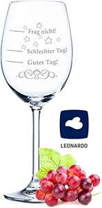 (Prime) Leonardo XL Weinglas mit Gravur - Schlechter Tag, Guter Tag, Frag nicht! / Beim Kauf von 2 Gläsern nochmal 10%