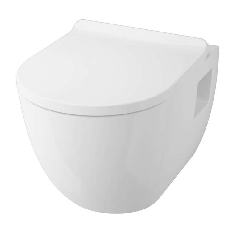 Wand-Gäste-WC 'Lissabon' spülrandlos ink. WC Sitz mit Absenkautomatik (weiß 34,8 x 36 x 53,5 cm) [Toom]