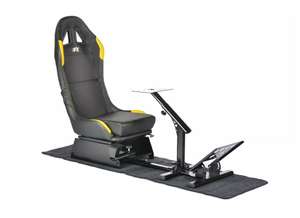FK Gamesitz Spielsitz Rennsimulator eGaming Seats Suzuka schwarz/gelb mit Teppich