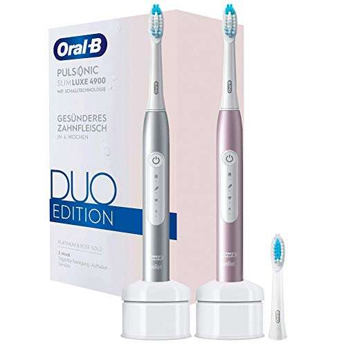 Oral-B Pulsonic Slim Luxe 4900 Elektrische Schallzahnbürste/Electric Toothbrush, Doppelpack 3 Aufsteckbürsten