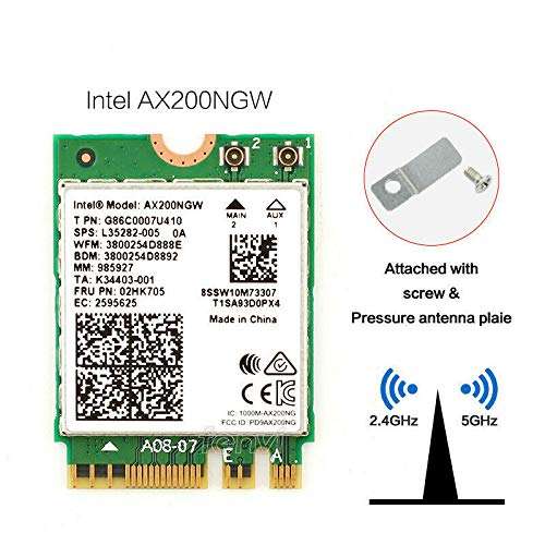 Intel Wi-Fi 6 AX200 Netzwerkkarte, Bluetooth 5.0, 802.11ax (Wi-Fi 6)