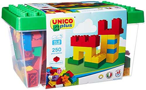 Unico Konstruktions-Steine, 250 Teile in Spielbox (kompatibel zu Lego Duplo)