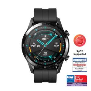 HUAWEI Watch GT 2 Smartwatch Schwarz nur 46 mm (AMOLED Touchscreen, SpO2-Monitoring, Herzfrequenzmessung, Musik abspielen, 5ATM wasserdicht)