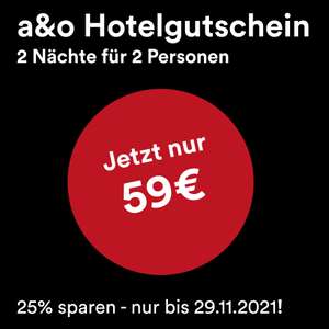 A&O Hotelgutschein: 2 Nächte für 2 Personen für 59€ | 3 Jahre | 24 Städte