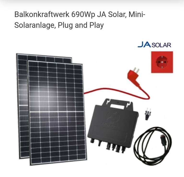 Alpha-Solar Balkonkraftwerk 690Wp JA Solar, APSystems YC 600, Plug and Play
