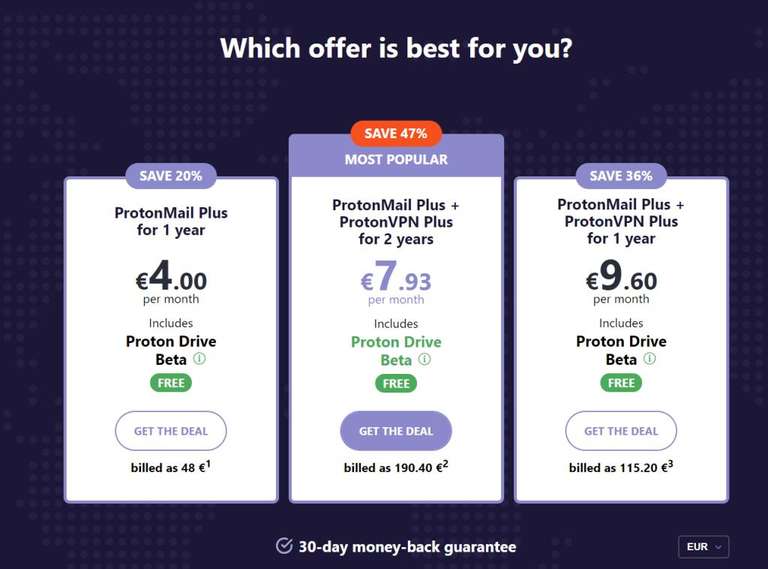 ProtonMail Plus 2 Jahre - 79€ und ProtonMail mit VPN - Bundle