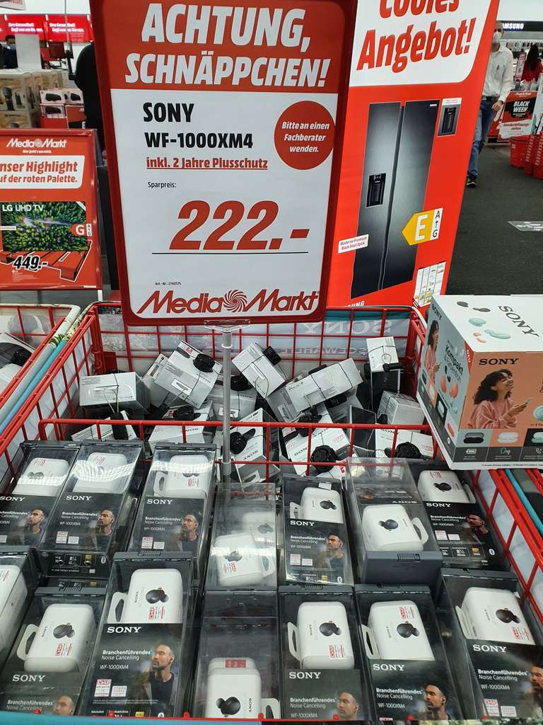 Lokal : Sony WF-1000XM4 (ANC Earbuds) inkl. 2 Jahres Plus Schutz im Wert von 29,00€ / Berlin - Alex
