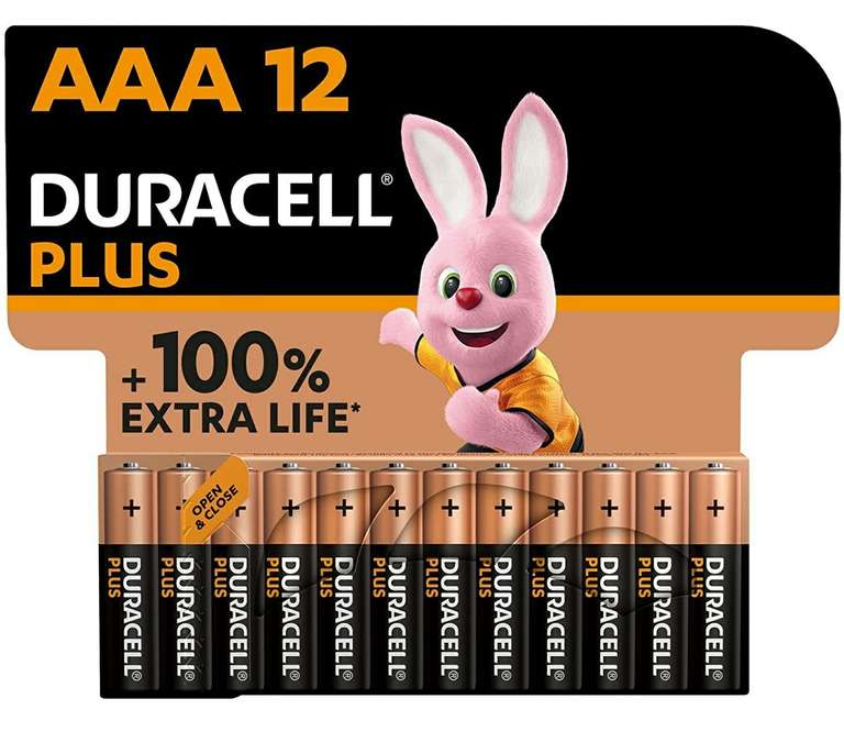 Duracell NEU Plus AAA Micro Alkaline-Batterien, 1.5V LR03 MN2400, 12er-Pack